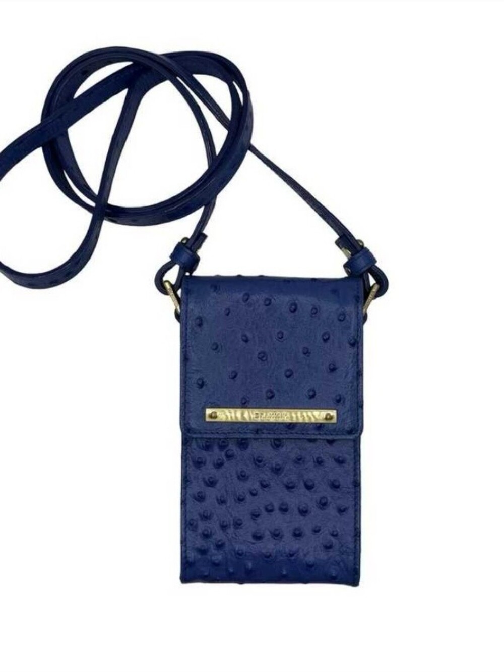 🦋BRAHMIN BLUE OSTRICH CROSSBODY BAG    EUC
